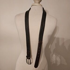 Dockers Men's Braided Brown Leather Belt - Overall Length 51" - EUC